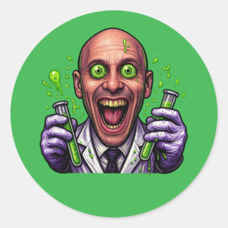 Crazy Scientist Sticker Runt Klistermärke