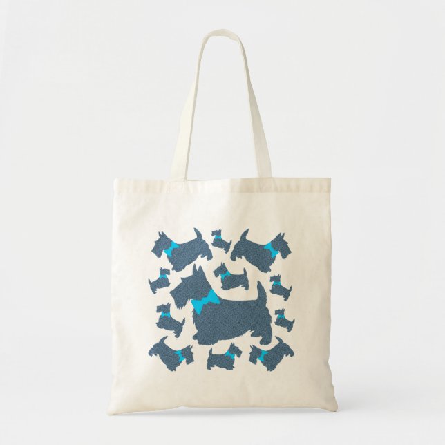 Crazy Scotties Galore Tote Bag Tygkasse (Framsidan)