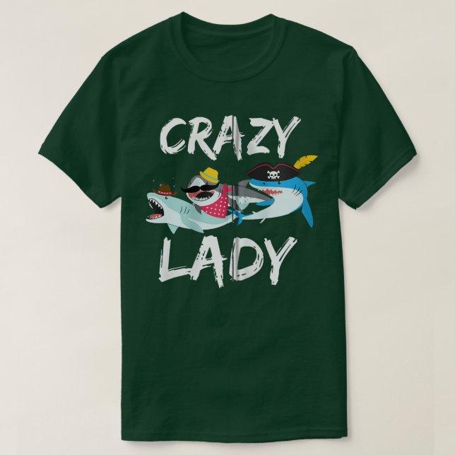 Crazy Shark Dam Zip T Shirt (Design framsida)
