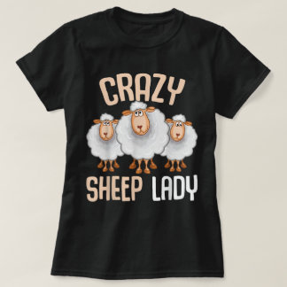Crazy Sheep Lady Funny Design T Shirt