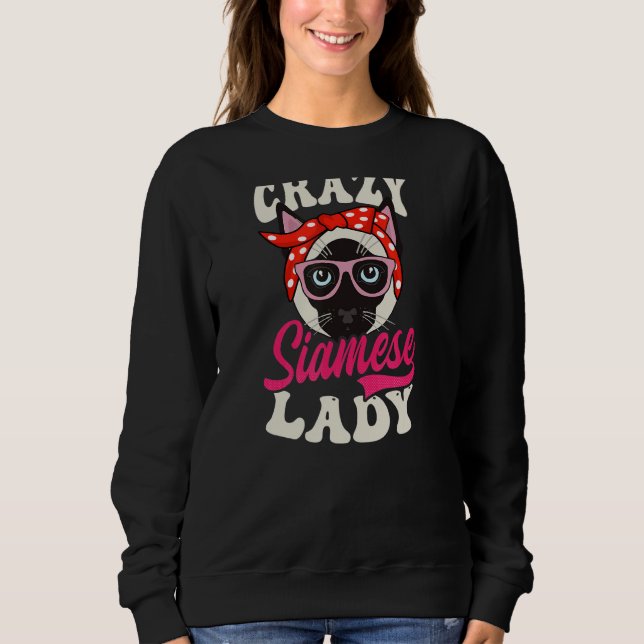 Crazy Siamese Dam Siamese Cat T Shirt (Framsida)