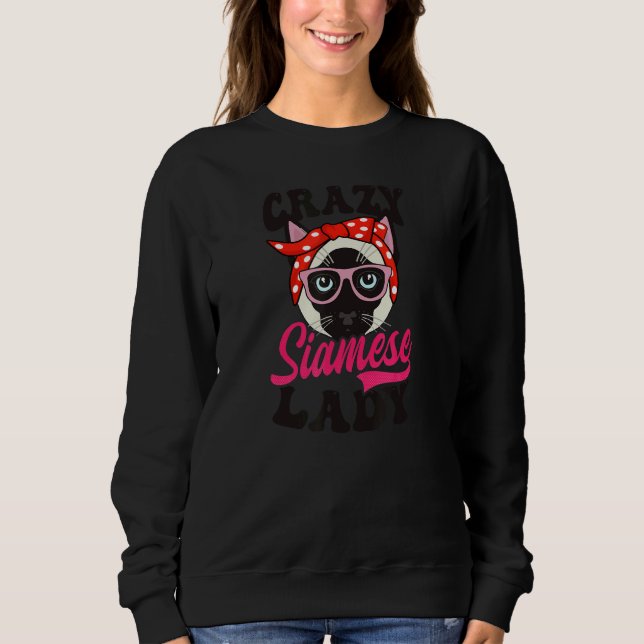 Crazy Siamese Dam Siamese Cat T Shirt (Framsida)