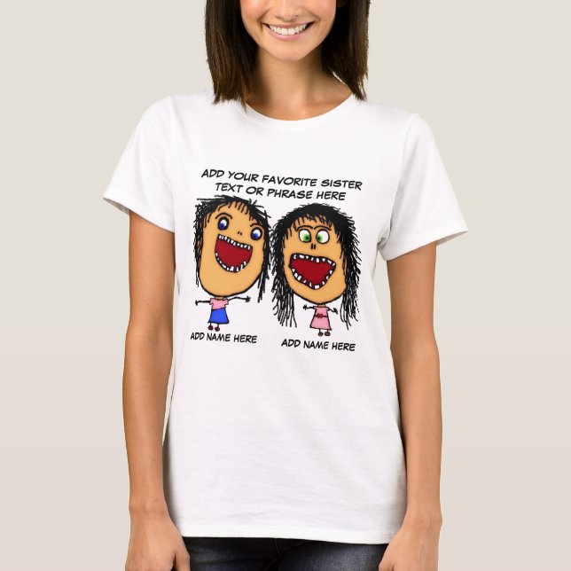 Crazy Sister Tecknad Tee Shirt (Framsida)