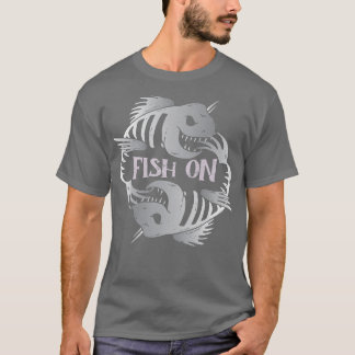 Crazy Skeleton Fish on Graphic T Shirt