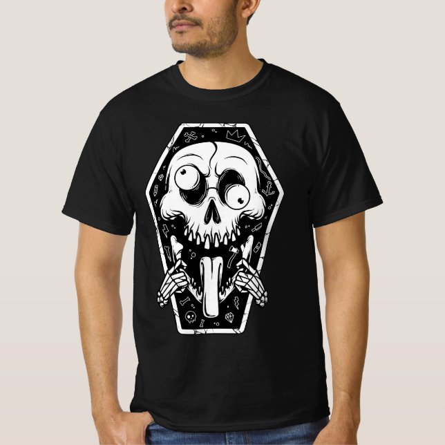 Crazy Skull Coffin T-Shirt (Framsida)