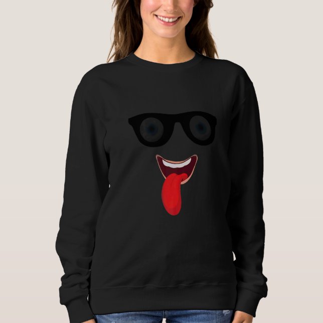 Crazy Smileing Ansikte med glasögon T Shirt (Framsida)