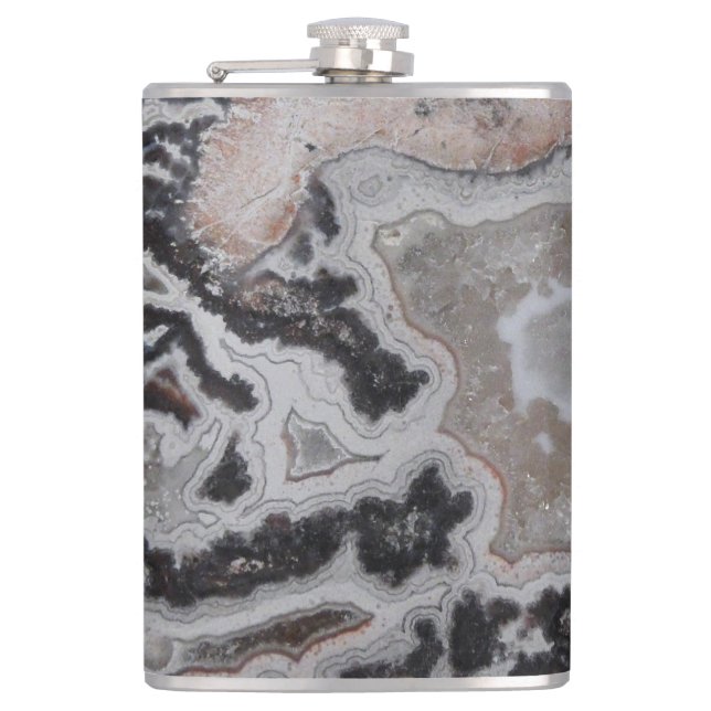 Crazy Snöre Agate Gemstone Photo Flask Fickplunta (Framsidan)