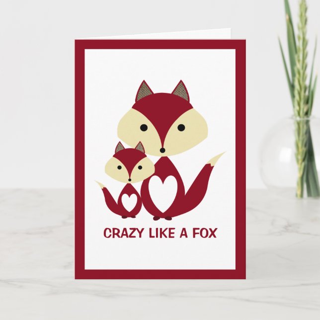 Crazy som en räv, Red Fox Burlap Kort (Framsida)