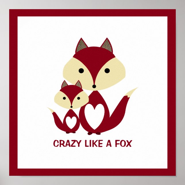 Crazy som en räv, Red Fox Burlap Poster (Framsidan)