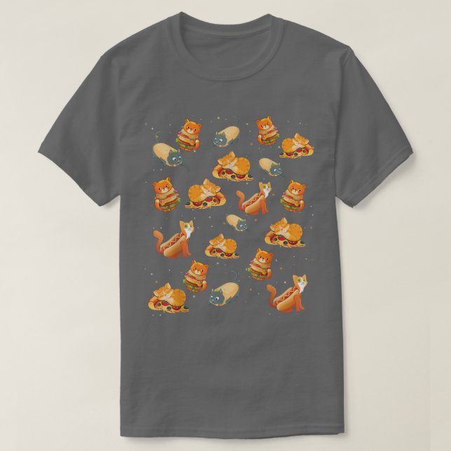 Crazy Space Cat Food Tee, Pizza, Taco, Hamburger,  T Shirt (Design framsida)