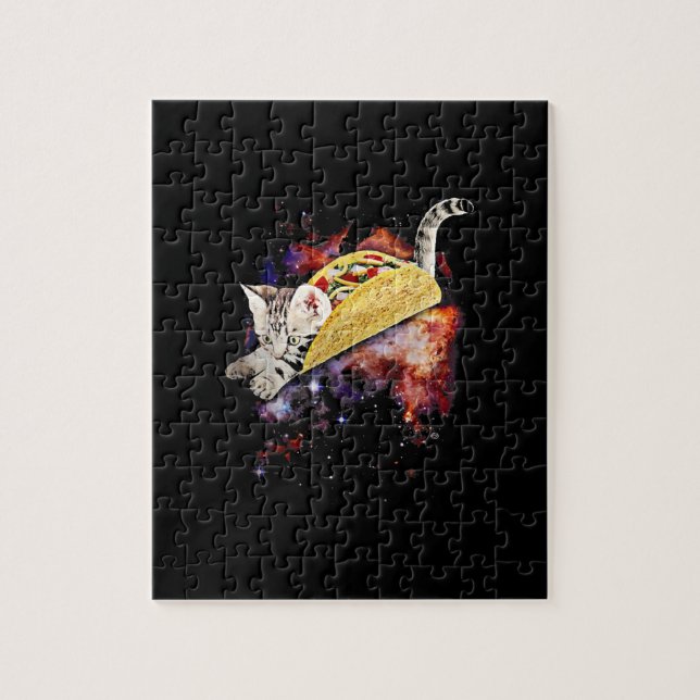 Crazy Space Taco Cat Funny Galaxy Gift Pussel (Vertikal)