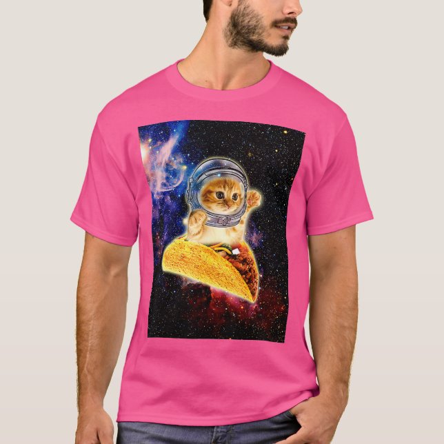 Crazy Space Taco Cat Funny T Shirt (Framsida)