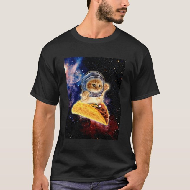 Crazy Space Taco Cat Funny V2 T Shirt (Framsida)