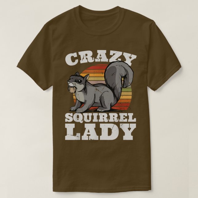 Crazy Squirrel Dam Östra Grått japansk Fo Squir T Shirt (Design framsida)