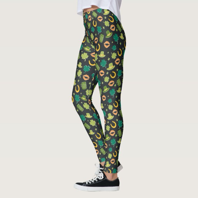 Crazy St patrick's day Mönster Leggings (Vänster)