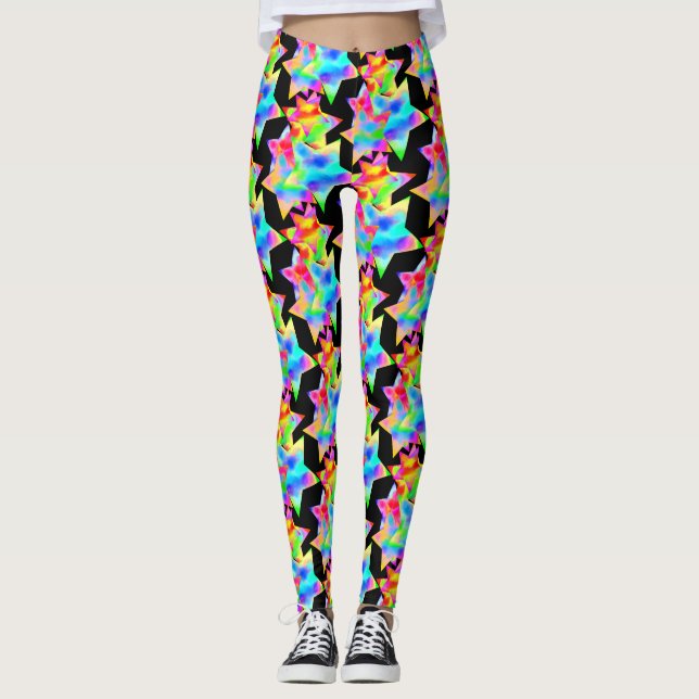 Crazy Star Resa Dazzle Shine Focus Rainbow Galaxy Leggings (Framsida)