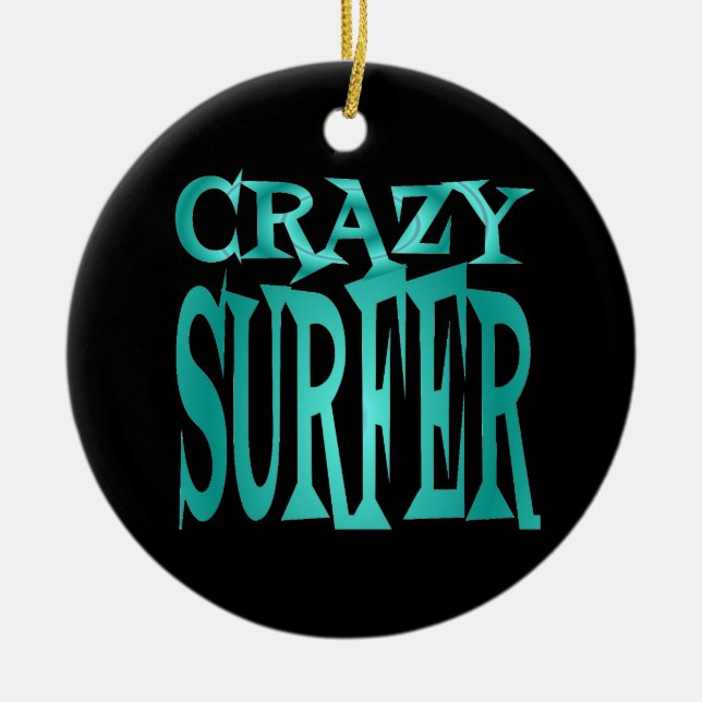 Crazy Surfer i Teal Julgransprydnad Keramik (Framsidan)