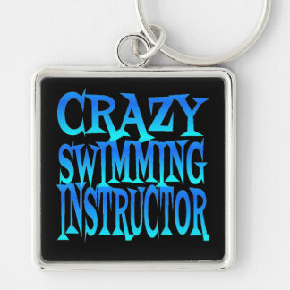 Crazy Swimming Instructor Fyrkantig Silverfärgad Nyckelring