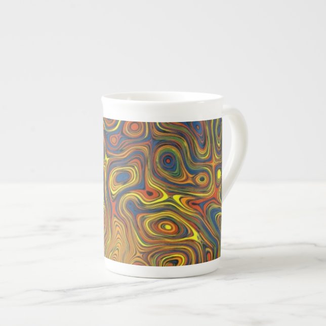 Crazy Swirls Bone China Mugg, abstrakt design Benporslin Mugg (Framsida höger)