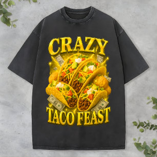 Crazy Taco Feast Tee Retro Rolig T-Shirt För Hundä