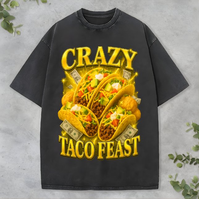 Crazy Taco Feast Tee Retro Rolig T-Shirt För Hundä (Skapare uppladdad)