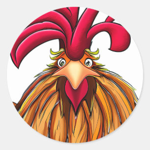 Crazy Tecknad Chicken Runt Klistermärke