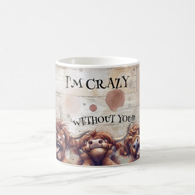Crazy Tecknad Highland Cow Kaffemugg (Center)