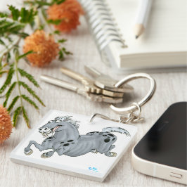 Crazy Tecknad Horse Acrylic Keychain