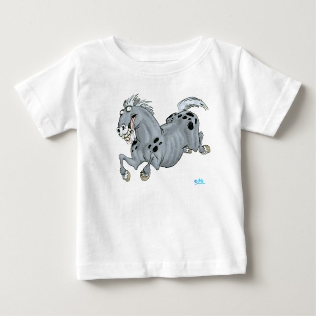 Crazy Tecknad Horse Baby T-Shirt (Framsida)