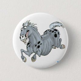 Crazy Tecknad Horse Button Badge Knapp