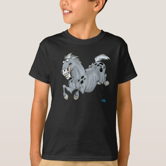 Crazy Tecknad Horse Children T-Shirt (Framsida)