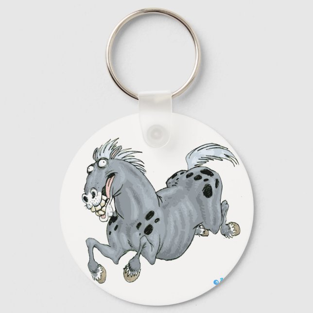 Crazy Tecknad Horse Keychain Nyckelring (Framsida)