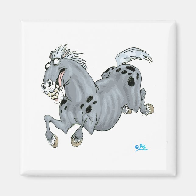 Crazy Tecknad Horse Magnet (Framsidan)