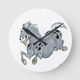 Crazy Tecknad Horse Wall Clock Rund Klocka