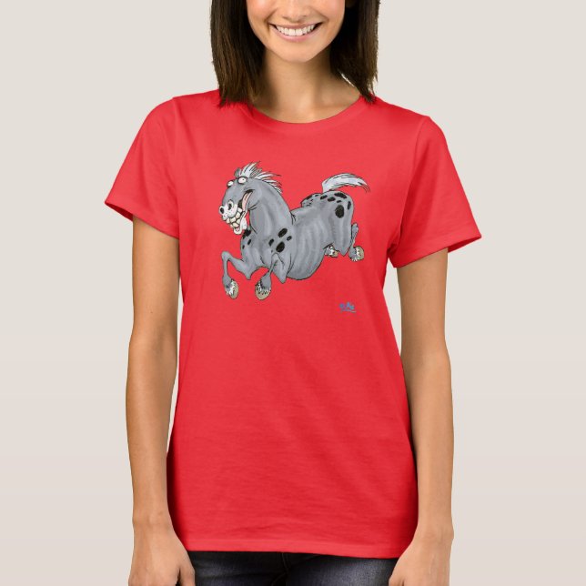 Crazy Tecknad Horse Women T-Shirt (Framsida)