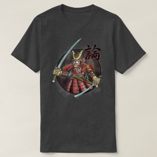 Crazy Tecknad Samurai  T Shirt (Design framsida)