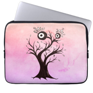 Crazy Träd Creatart Bläck Art Rosa Fantasy Laptop Fodral