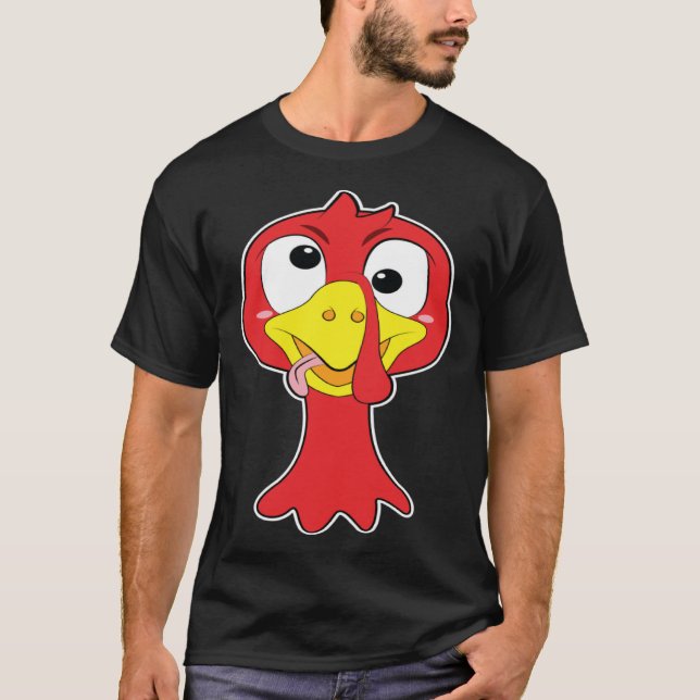 Crazy Trippy Thanksgiving Turkey Head T Shirt (Framsida)
