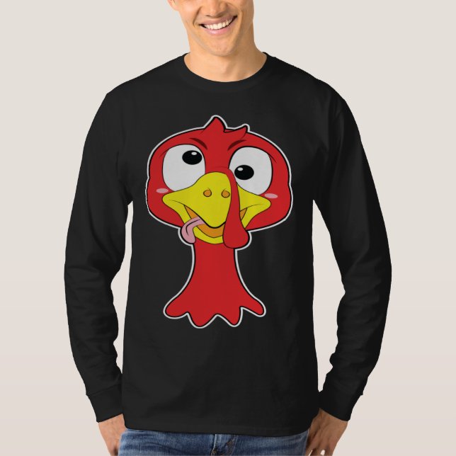 Crazy Trippy Thanksgiving Turkey Head T Shirt (Framsida)