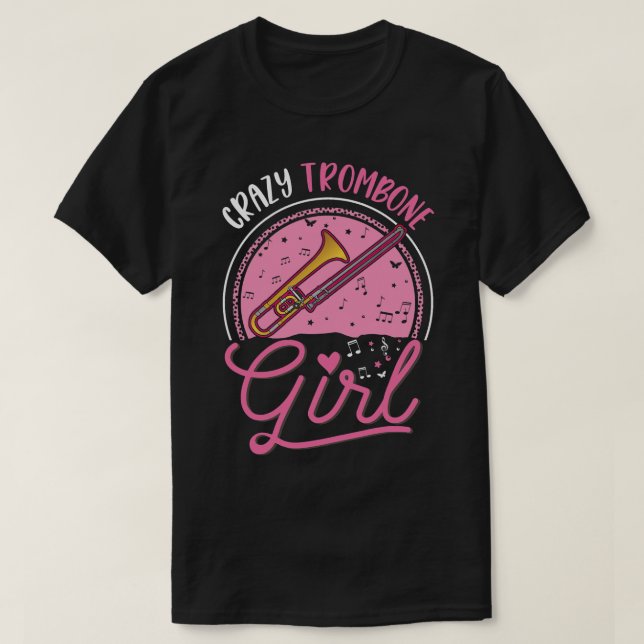 Crazy Trombone Girl Trombone 1 T Shirt (Design framsida)