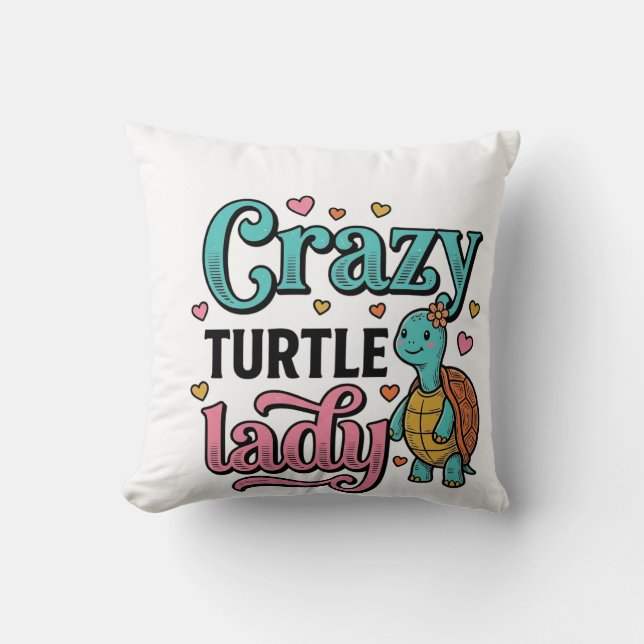 Crazy Turtle Lady Vintage Gravyr Design_1 Kudde (Framsida)