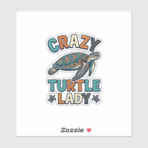 Crazy Turtle Lady Vintage Havssköldpadda T-Shirt D Klistermärken