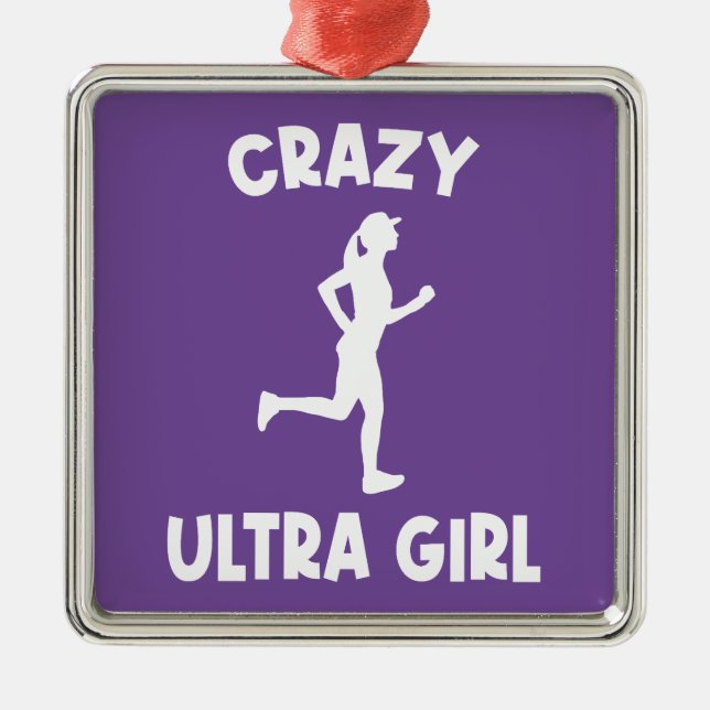 Crazy Ultra Running Girl Julgransprydnad Metall (Framsidan)