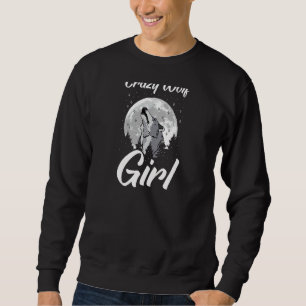 Crazy Varg Girl Wildlife Animal Pack of Vargars Wo Lång Ärmad Tröja