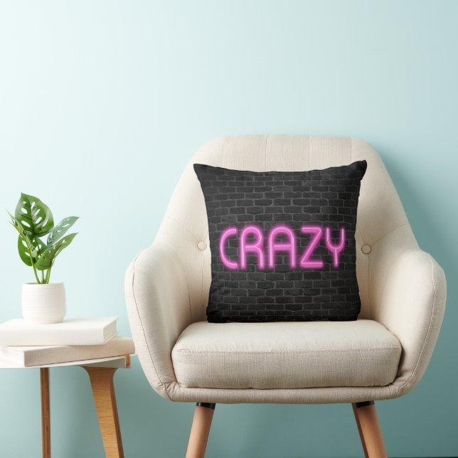 CRAZY vid Rosa Neon Ljus Kudde (Stol)