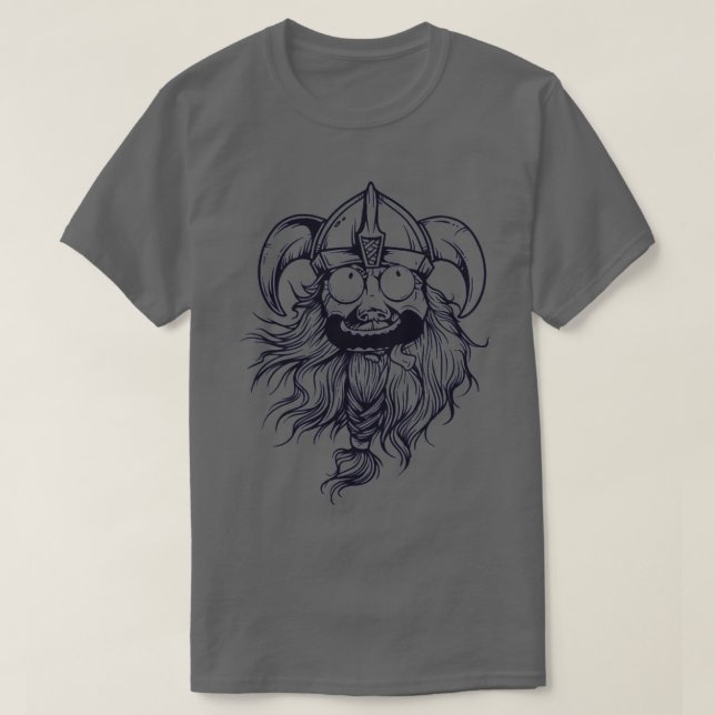 Crazy Viking Warrior Helm Nordic Berserker T Shirt (Design framsida)