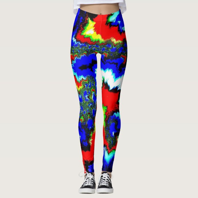 Crazy Vild Abstrakt Mandlebrot Leggings (Framsida)