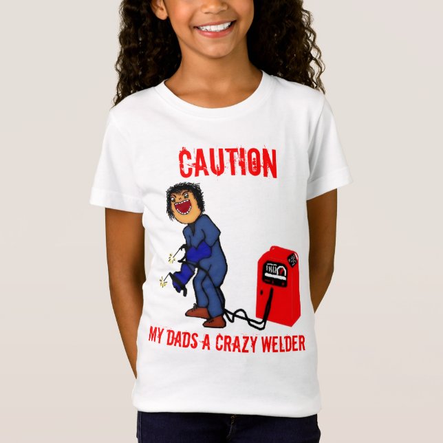 Crazy Welder Pappa Tecknad Tee Shirt (Framsida)