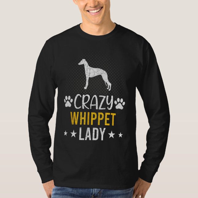 Crazy Whiester Dam Hund älskare T Shirt (Framsida)