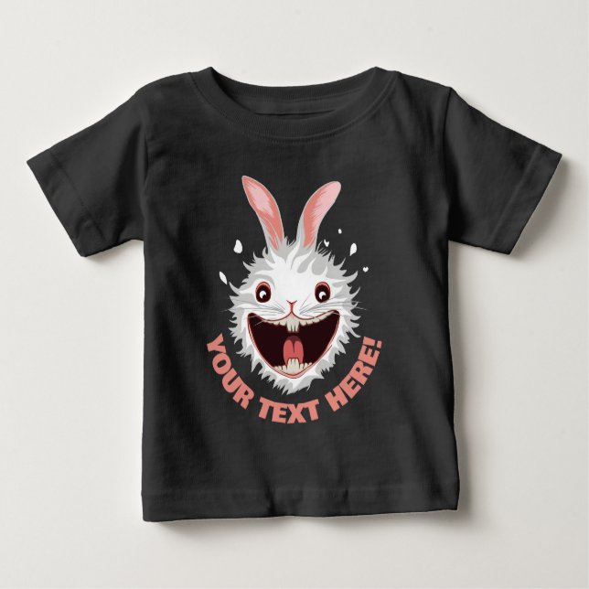 Crazy White Rabbit Ansikte T Shirt (Framsida)